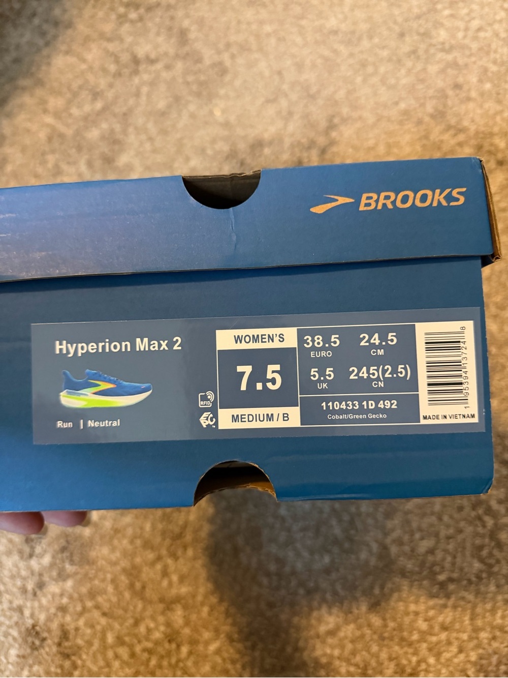 Brooks Women's Running Shoes in Royal Blue with Neon Green and Orange Accents - Picture 10 of 13